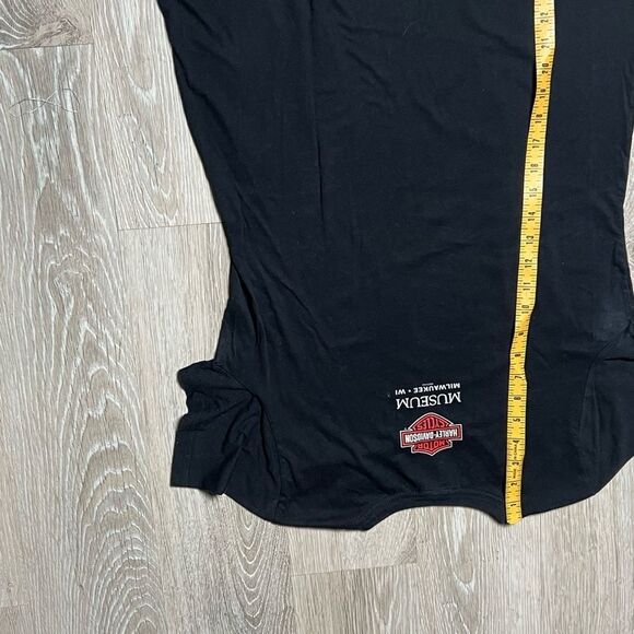 Y2K Harley Davidson Logo Biker Sparkly Red Blue Casual Black Cap Sleeve Top XL - Picture 12 of 16